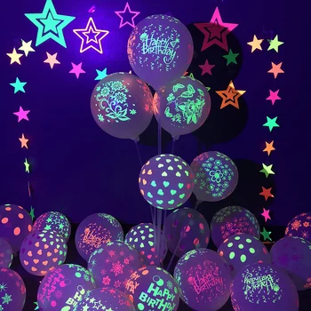 Brīnišķīgi!Gaismas Pusi Balonus, kas Spīd Tumsā UV Blacklight Reaktīvais Zvaigžņu Vītnes DIY Dzimšanas dienas, Ziemassvētku, Kāzu Baloni