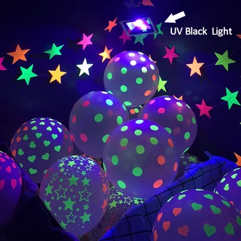 Brīnišķīgi!Gaismas Pusi Balonus, kas Spīd Tumsā UV Blacklight Reaktīvais Zvaigžņu Vītnes DIY Dzimšanas dienas, Ziemassvētku, Kāzu Baloni