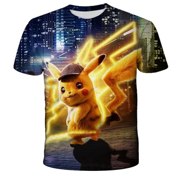 Ir 2021. Bērnu T-Krekls Anime Pikachu 3D Iespiesti Īsām Piedurknēm manga Kostīmu Forši, Smieklīgi Kawaii Gudrs Tshirts Harajuku Gadījuma Tee Krekls