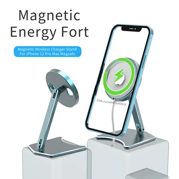 USLION Magnētisko 15W Bezvadu Lādētāju Stāvēt iPhone 12 Pro Max 12 Mini Tālruņa Darbvirsmas statīva Turētāju Regulējams Leņķis locīšana