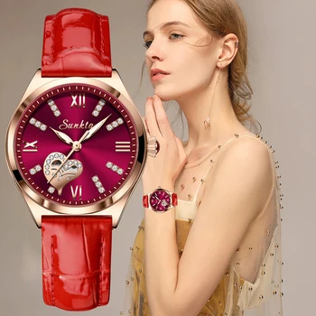 Sunkta Sieviešu Pulksteņi Ādas Band Luksusa Kvarca Skatīties Ūdensizturīgs Modes Radošās rokas Pulkstenis Sievietes, Meitenes, Dāmas Reloj mujer