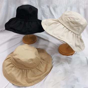 2019. gada vasaras kokvilnas pludmales cepure sieviešu cepure dāmas spaiņa cepuri, saliekamie vasaras dāmas UV aizsardzību, Panama vasarā saules cepuri Viseira