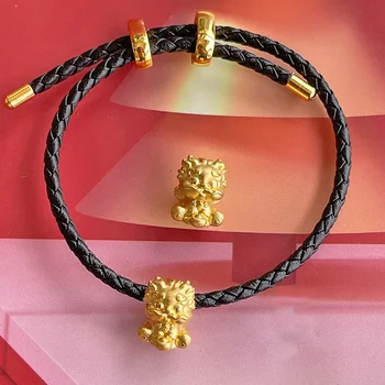 Tīra 24K Dzeltena Zelta Rokassprādzi 3D Grūti Zelta Pūķis Dēls Pixiu Aproce Sievietēm