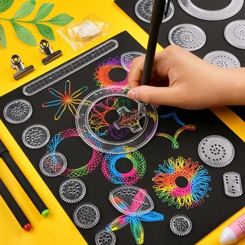 1 iestatiet Spirograph Zīmēšanas Rotaļlietas, Lineālu Komplekti Rīkiem un Riteņi Zīmēšanas Piederumi Radošās Izglītības Valdnieku Bērniem, Dāvanu