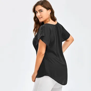 Vasarā Plus Lieluma Sievietēm Drukāšanas Īsām Piedurknēm T-Krekls Visas spēles Cietā Blūze Modes Streetwear Tees Gadījuma Brīvs Džemperis A40