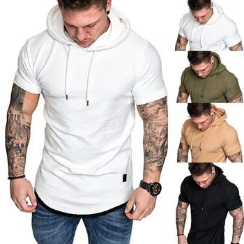 Ir 2021. Augstas Kvalitātes Moderns Vīriešu Īsām Piedurknēm T-krekls Ar Kapuci Apkakles Tautas Liela Izmēra pelēkā vārna Vīriešu tīrtoņa Krāsu Āra Casua
