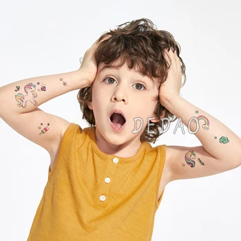 10pcs Bērniem Tetovējums Pagaidu Tetovējumiem Karikatūra Unicorn Zirgu Viltus Tetovējumu Uzlīmes Ūdensizturīgs Tatto Mākslas Tetovējums, Roku, Roku, Bērnu Zēns