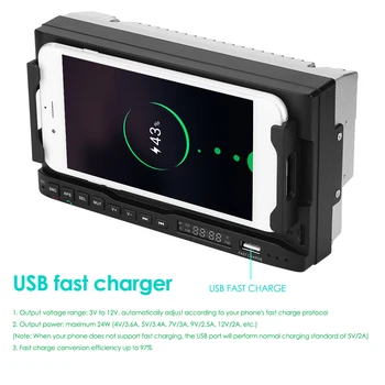 2 DIN Auto MP3 Atskaņotājs, regulējams Tālruņa Turētāju 15W Bezvadu USB Fast Charger AM FM Radio Auto Stereo App Kontroles