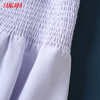 Tangada Sieviešu Ruffles Violeta Midi Kleita bez Piedurknēm Siksniņa ir 2021. korejas Modes Dāma Elegants Kleitas Vestido 4T20