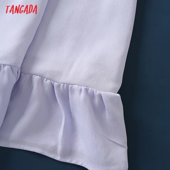 Tangada Sieviešu Ruffles Violeta Midi Kleita bez Piedurknēm Siksniņa ir 2021. korejas Modes Dāma Elegants Kleitas Vestido 4T20