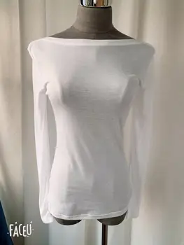 Jaunā Pavasara Top Sexy T Krekls Sievietēm Elastību T-Krekls Korejiešu Stilā Tee Sieviete Drēbes Slim Tshirt Sieviešu Izdilis Garām Piedurknēm Topi