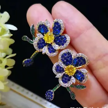 Rotaslietas kubikmetru zircon ziedu luksusa korejas vilināt auskari