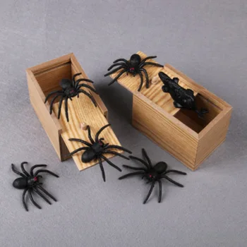 Mākslīgā Spider Koka Pārsteigums Skandāla Lodziņā Joks Palaidnība Gadījumā Smieklīgi Šausmu Triks Rotaļlietas