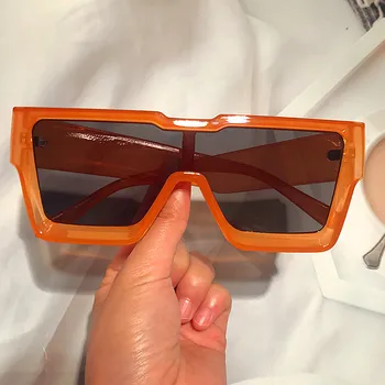 Vintage Viens Gabals, Lielizmēra Kvadrātveida Saulesbrilles Par Sievietēm Jaunā Modes Slīpums Saules Brilles Sieviešu Konfektes Oranžā Krāsa Zaļa Toņos