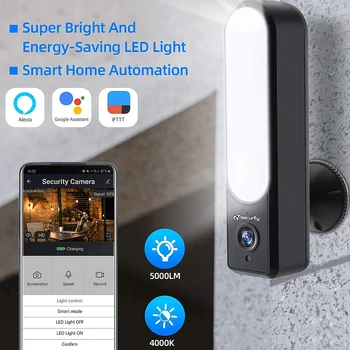 Tuya Smart WiFi Prožektors Fotokameras 1080P Bezvadu Āra Uzraudzības LED Gaismas IP Kamera Strādā Ar Alexa un Google Palīgs