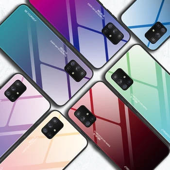 Slīpums Rūdīts Stikls Case For Samsung Galaxy A71 5G Kvantu Aizsardzības Aizmugurējais Vāciņš Samsung Galaxy A31 A11 Cietā Lietā