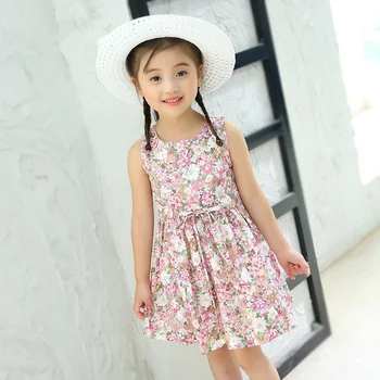 Ir 2021. Vasarā, Rudenī Jaunās Meitenes Princese Kleitu Elegants Kokvilnas Bērnu Kleita Drukāšana bez Piedurknēm korejas Apģērbs Bērniem Apģērbs
