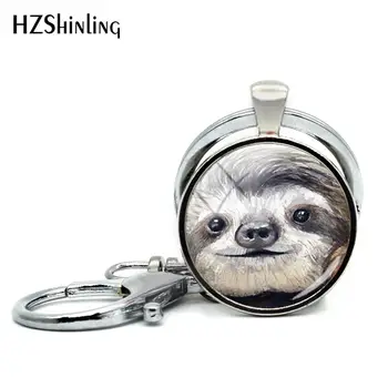 2019 Jaunu Cute Slinkums Keychain Salds Sloths Keyring Mākslas Gatavotās Keyrings Stikla Cabochon Foto Dārglietas