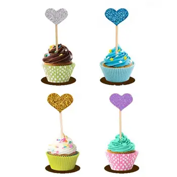 Muitošanas Pārdošanu! 10Pcs Dzimšanas dienu Cupcake Kūka Toppers Mīlestību Sirdī Baby Dušas Kāzu Dekori