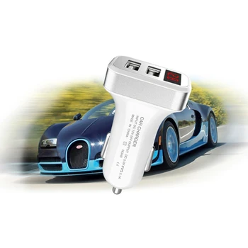 2.1 Dual USB Digital LED Sprieguma Pašreizējā ekrāna Automašīnas Lādētāja Adapteri, Lai Tālruni LX9B