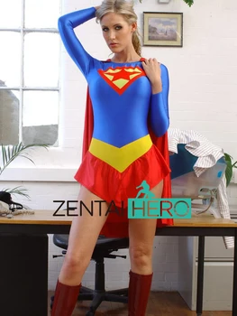 Jaunas Ielidošanas Sieviešu Spandex Bodysuits Sexy Zilā Supergirl Lady Super Varonis Zentai Catsuit Likra Filmu Kostīmu Leotard Ar Cape