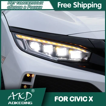 Par Automašīnas Honda CIVIC X priekšējie Lukturi 2016-2020 DRL Dienas Gaitas Gaismas, LED, Bi Ksenona Spuldzi Miglas lukturi Auto Aksesuāru CIVIC X G10 Galvas Lampas