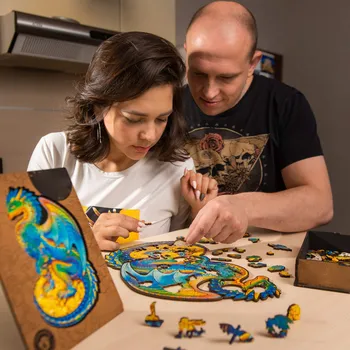 3D Dzīvniekiem, Koka Puzzle Rotaļlietas Bērniem, Pieaugušajiem Ģimenes Mijiedarbība Valdes Jigsaw Katra Gabala Dažādas Formas Mīklas Izglītības Dāvanas