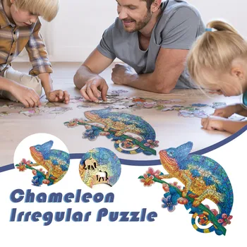 3D Dzīvniekiem, Koka Puzzle Rotaļlietas Bērniem, Pieaugušajiem Ģimenes Mijiedarbība Valdes Jigsaw Katra Gabala Dažādas Formas Mīklas Izglītības Dāvanas