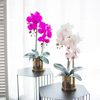 Mākslīgā Butterfly Orhideju Ziedu Bonsai Set Home (sākuma Apdare Garden Hotel Puse Kāzu DIY Viltus Potted Augu Ziedu Imitācijas