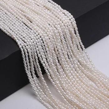 Smalks Dabīgām Saldūdens Pērļu Rīsu Formas Pērles Rotaslietas Pieņemšanas DIY Aproce, Kaklarota Izmērs 2-2.5 mm