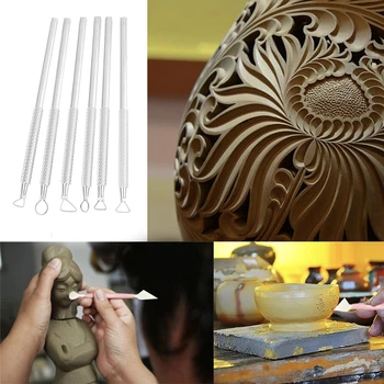 6pcs Alumīnija Skrāpi Polimēra Māla Tēlniecības Instrumentu Kopumu, Vaska Krāsas Griešanai Keramika Keramikas Rīkus, Modelēšanu, Amatniecības