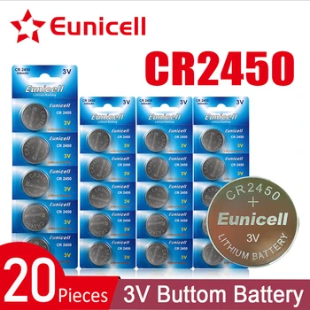 Eunicell ir 2021.-JAUNU 20PCS 3 V Poga Baterijas CR2450 5029LC LM2450 DL2450 CR2450N BR2450 350mAh Litija baterija Monētas Skatīties Akumulators