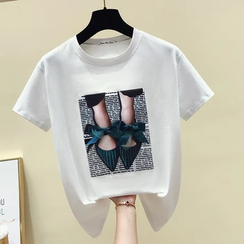 Ir 2021. Vasaras Modes T-Krekls Sievietēm Gadījuma O Apkakli, Īsām Piedurknēm Loku Sieviešu Džemperi T-Veida Topi