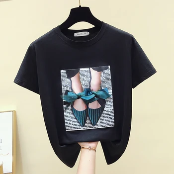 Ir 2021. Vasaras Modes T-Krekls Sievietēm Gadījuma O Apkakli, Īsām Piedurknēm Loku Sieviešu Džemperi T-Veida Topi