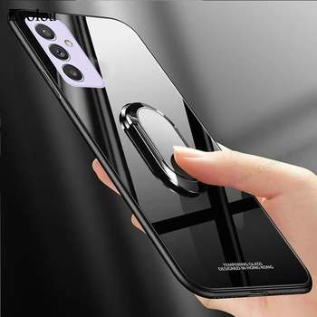 Samsung Galaxy A82 5G Rūdīts Stikls Telefonu Gadījumā Par Samsung Kvantu 2 F62 M62 Magnēts Gredzenu Turētājs Stāvēt Vāciņš Siksniņa Capa