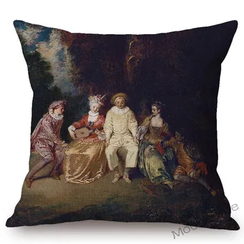 Romantiskas Eiropas Rokoko Stila Antoine Watteau, Eļļas Glezna Mājas Dekoru Dīvāna Spilvenu Viktorijas Laikmeta Modes Dāma, Meitene Spilvena Vāka
