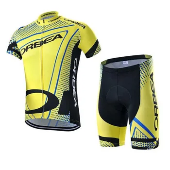 Dzeltena jaunā komanda vienotu uzvalks velosipēdu elpojošs bikses apģērbs velo jersey gel pad āra road bike velosipēdu jersey