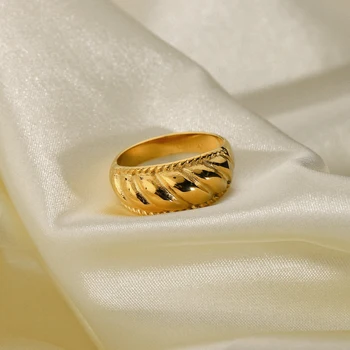 Romantisks gredzenu 18K Zelta Pārklājumu Nerūsējošā Tērauda dāma Kruasānu gredzens