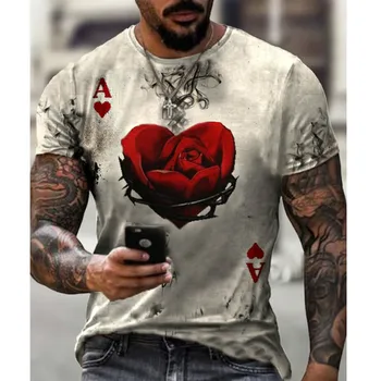 Vīriešu Apaļu Kakla T-Krekls 3D Drukāšanas Plūmju Osmanthus Dizaina Modelis ar Īsām Piedurknēm Zaudēt Ielu Modes Krekls ir 2021.