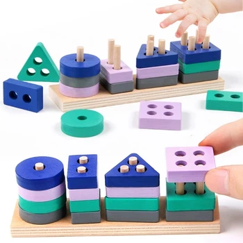 Montessori Ģeometriskas Formas Pārī Valdes modeli Agrīnās Mācīšanās Izglītības Puzles, Rotaļlietas Koka Celtniecības Bloki, Rotaļlietas bērniem