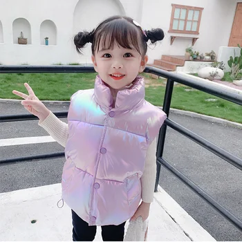 Bērnu leju kokvilnas veste rudenī un ziemā, ir 2021. korejas zēni un meitenes sabiezējumu krāsaina veste modes vēstuli veste