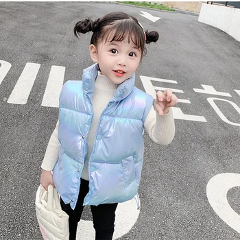 Bērnu leju kokvilnas veste rudenī un ziemā, ir 2021. korejas zēni un meitenes sabiezējumu krāsaina veste modes vēstuli veste