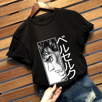 Vasaras Unisex Brīvs Traks Zarnas Melns T-krekls Harajuku Anime Multfilmu Print T-krekls Japāņu Anime T-krekls