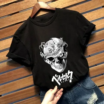 Vasaras Unisex Brīvs Traks Zarnas Melns T-krekls Harajuku Anime Multfilmu Print T-krekls Japāņu Anime T-krekls