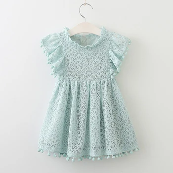 VIŅŠ Sveiki Baudīt Meitene Kleitas, Vasaras Meiteņu Drēbes Mežģīnes Maz Bumbu Dizaina Baby Girl Dress Birthday Party Saģērbt Bērnu Apģērbs