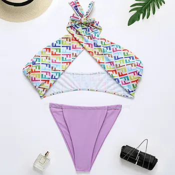 Krusta Swumsuit Sieviete Krāsains Drukas 2 Gabals Komplekti Sieviešu peldkostīmu Krūšturis un Biksīšu Komplekts Bikini Top par Big Boobs