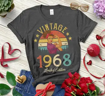 Vintage 1968 Limited Edition Retro Sieviešu Krekls Smieklīgi 53iii Dzimšanas dienas Dāvanu Īsām Piedurknēm Top Plus Lieluma Tees O Kakla unisex Apģērbi