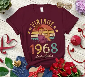 Vintage 1968 Limited Edition Retro Sieviešu Krekls Smieklīgi 53iii Dzimšanas dienas Dāvanu Īsām Piedurknēm Top Plus Lieluma Tees O Kakla unisex Apģērbi