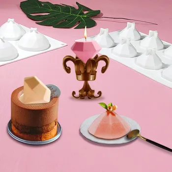 3D Dimanta Silikona Kūku Veidnes Cepšanai, Konditorejas Šokolādes Pelējuma Deserts Augļu Uzpūteni Pelējuma Cepšanas Panna Bakeware Šokolādes Moule