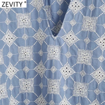 Zevity Jaunā Sieviešu Vintage V Kakla Dobi No Izšuvumi Pusē Sadalīt Kimono Smock Blūze Dāma Šiks Retro Femininas Krekls Topi LS9479